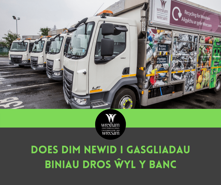 Does dim newid i gasgliadau biniau dros ŵyl y banc