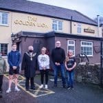 Deputy Mayor, Councillor Brian Cameron meets the staff at the Golden Lion, Coedpoeth