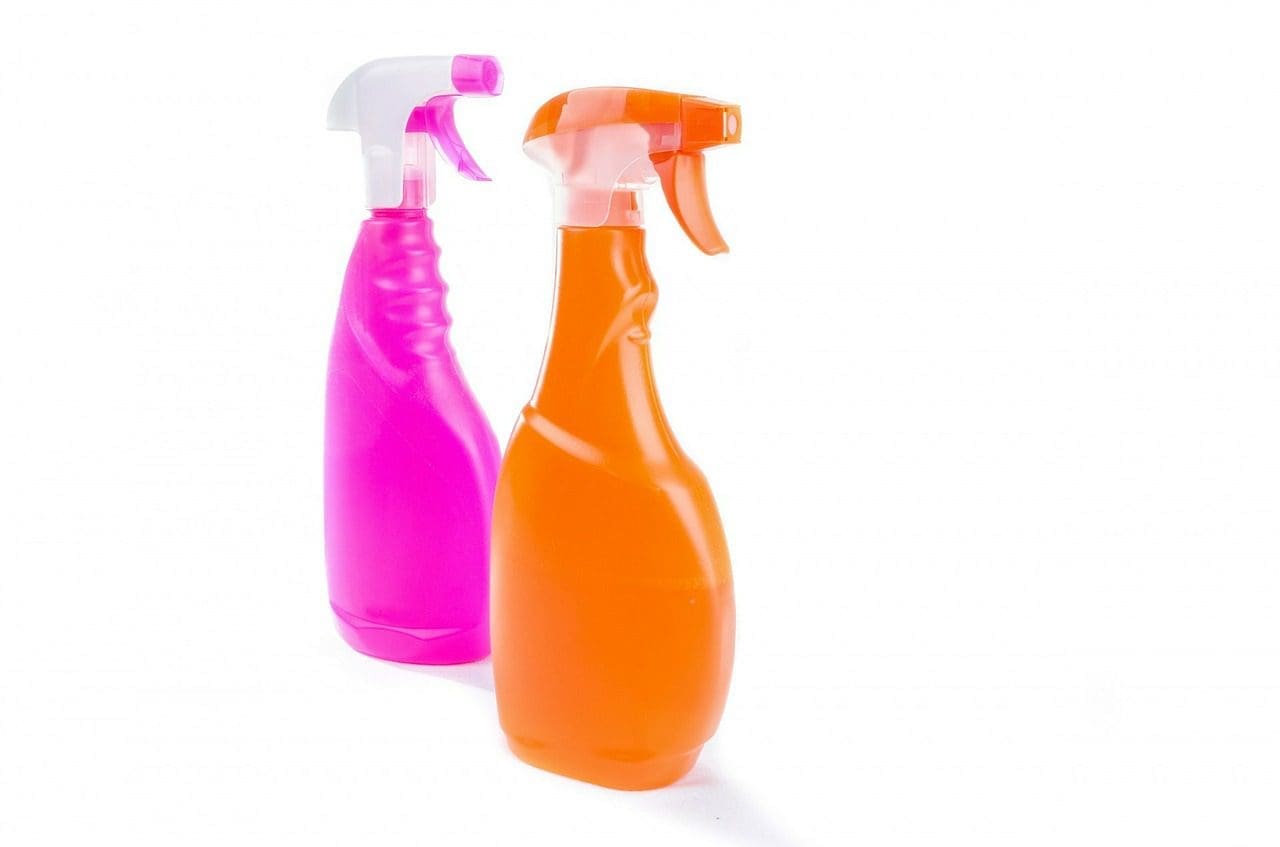 Two plastic trigger-spray bottles