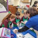 Children making pancakes