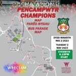 Wrexham AFC victory parade route map