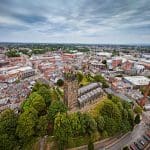 Wrexham city aerial view