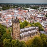 Wrexham city centre - aerial view