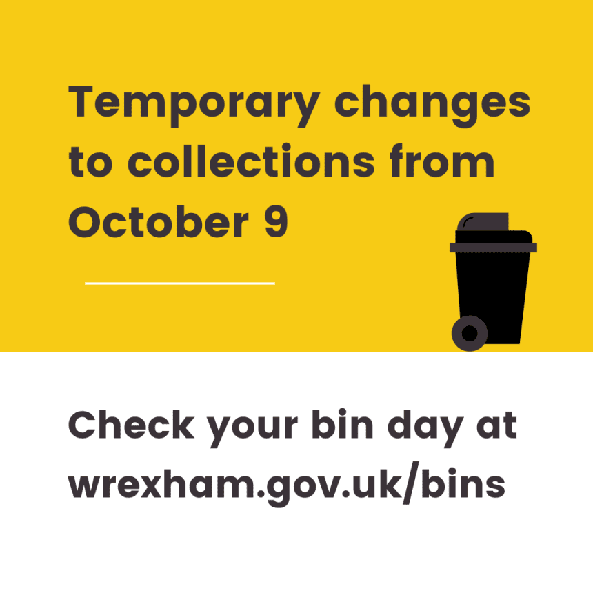 Temporary change to bin collections from October 9