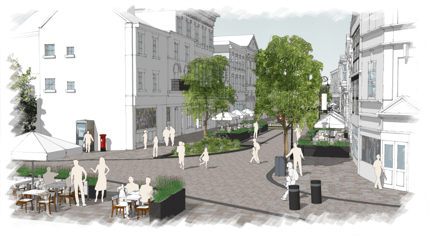 Artist's impression of Wrexham High Street