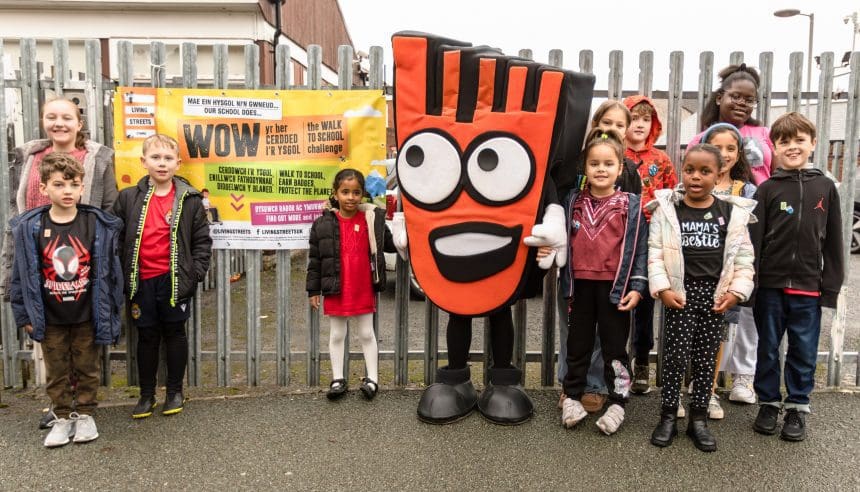 St Mary's pupils during International Walk to School Month