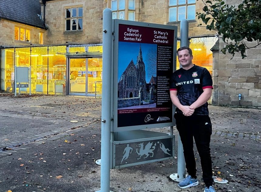 A landmark display on museum forecourt