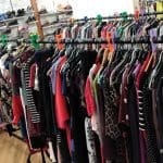 Clothes rails at Wrexham Clothing Exchange