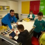 Children from Aalexandra Primary School using the facilities in the STM rooms at Ysgol Clywedog